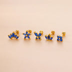 New Stainless Steel Blue Zircon Collection Stud Earrings Butterfly