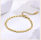 Texture Discs Bracelet Adjustable for Women, Stainless Steel Gold Plated Boho Minimalist Stacking Layered Jewelry