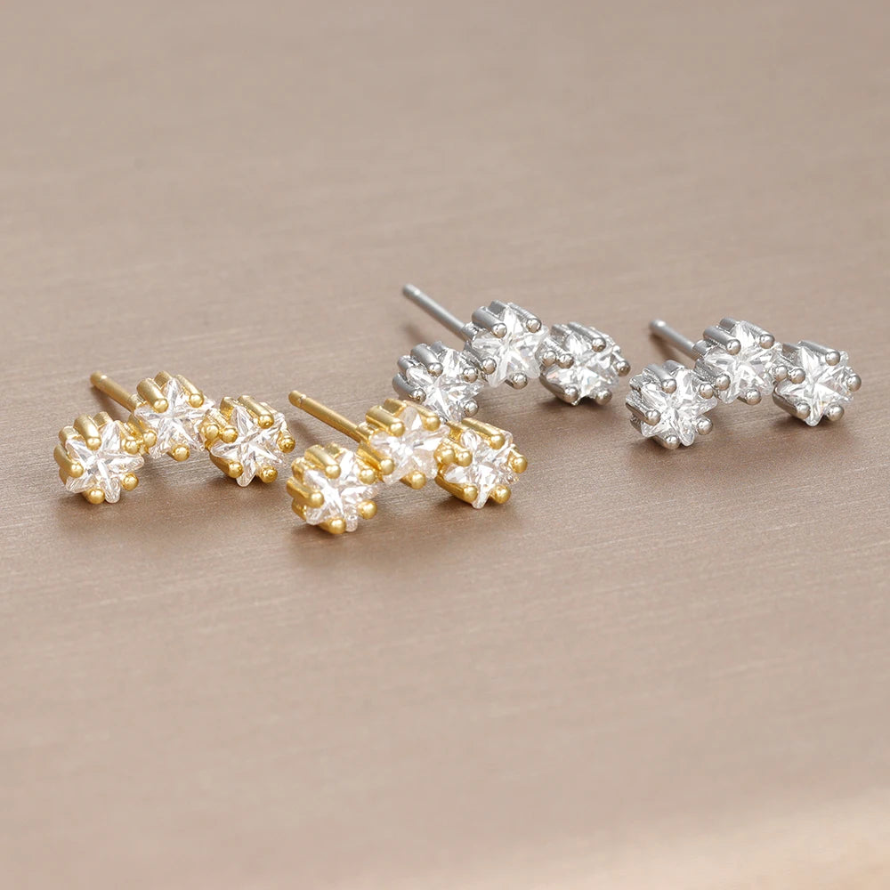 2022 New Stainless Steel Minimal Hoop Earrings Cubic Zirconia
