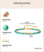 Turquoise Bracelet for Women, Double Chain Round Beaded Bracelet, Tarnish Free Gold Plated Jewelry Gift