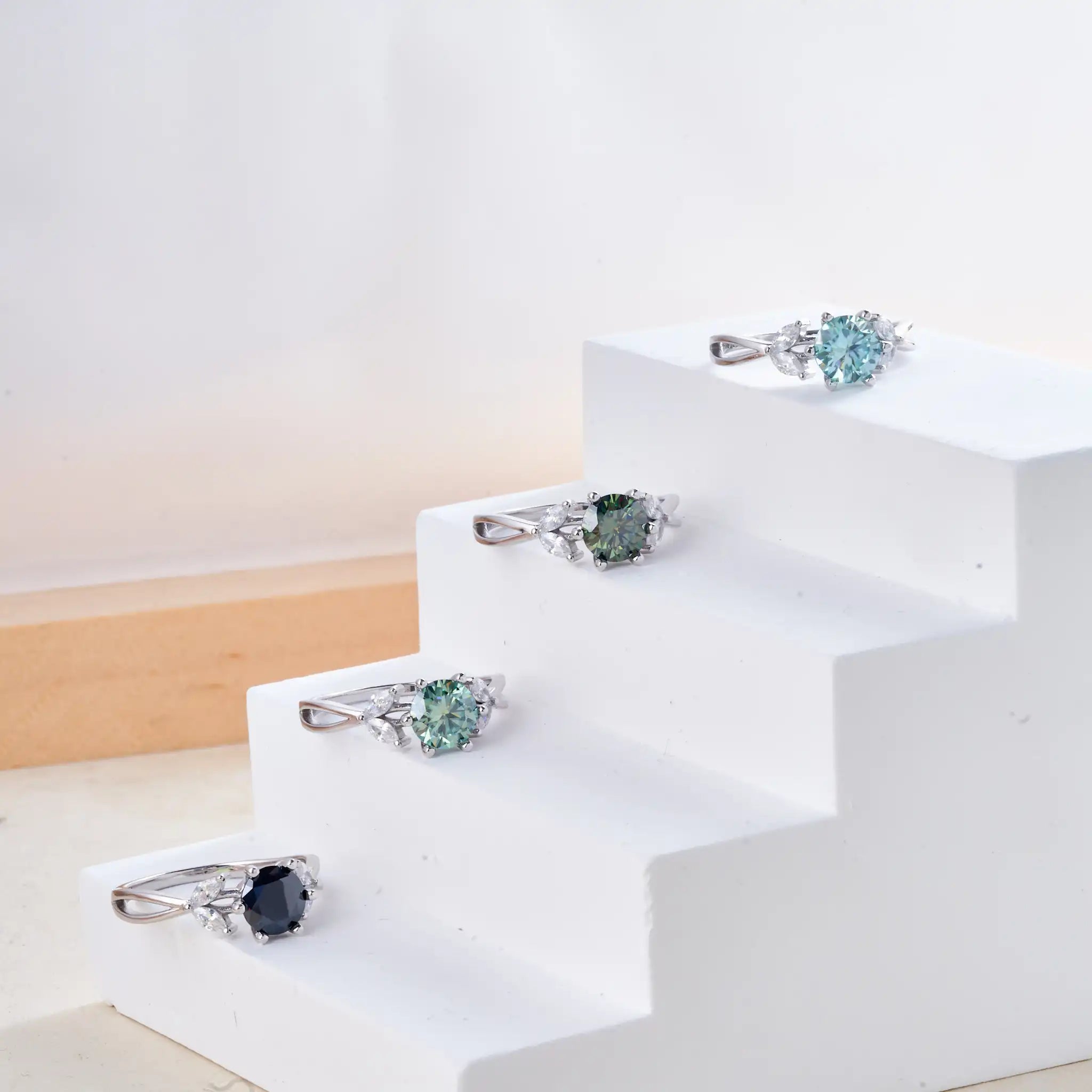 Original 925 Sterling Silver Ring  blue Moissanite Diamonds with Certificate Fine Jewelry Wedding Engagement Rings for Women