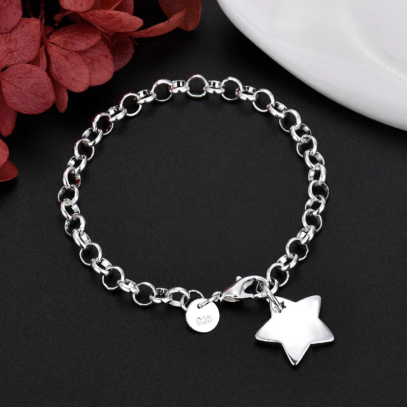 Luxury Star Charm Bracelet 925 Sterling Silver Designer Holiday Jewellery