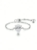Certified Moissanite Chain Ring 1CT Oval Pear Cut Adjustable 925 Sterling Silver