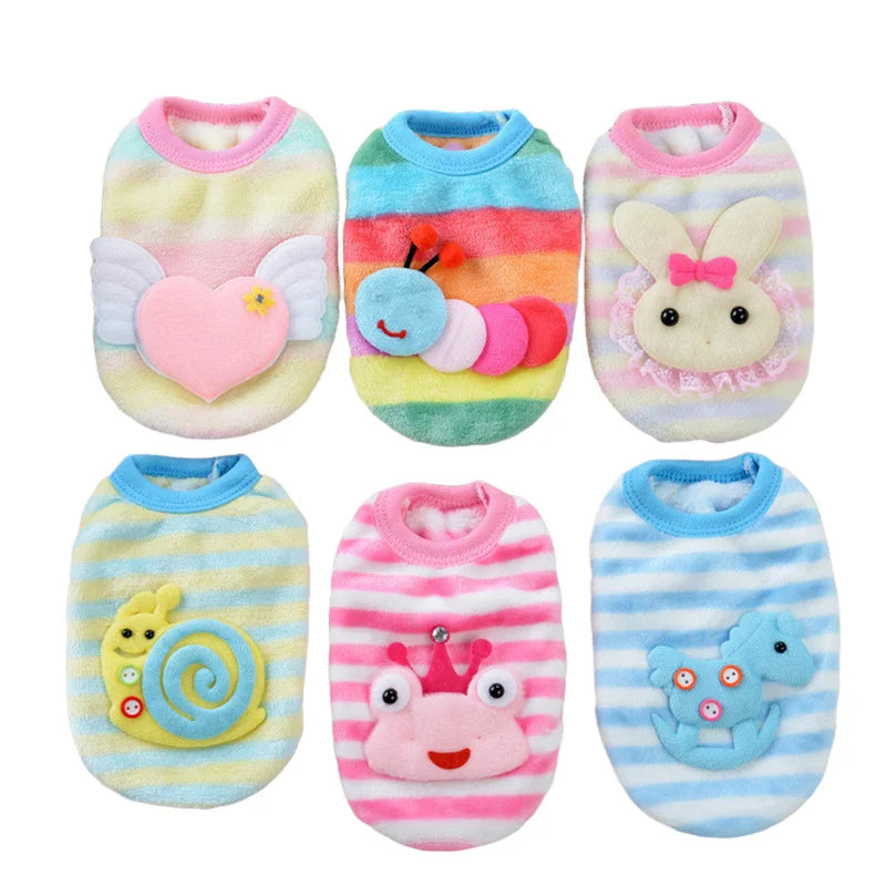 Cartoon Puppy Flannel Winter Coat Cute Dog Clothes for Small Dogs