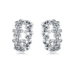 925 Sterling Silver Purple Flowers Versatile Hoop Earrings Fine Birthday Gift