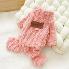 Warm Pet Pajamas Onesie Plush Dog Cat Bodysuit Fleece Lined Winter Costume