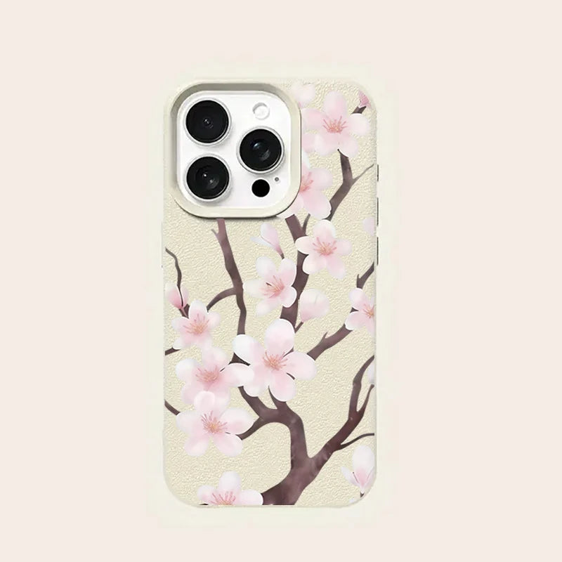 Spring Cherry Blossom Lychee Case for iPhone 17 16 15 14 Pro Max