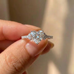 925 Sterling Silver Sparkling Zircon White Purple Elegant Love Heart Ring Party Engagement Jewellery