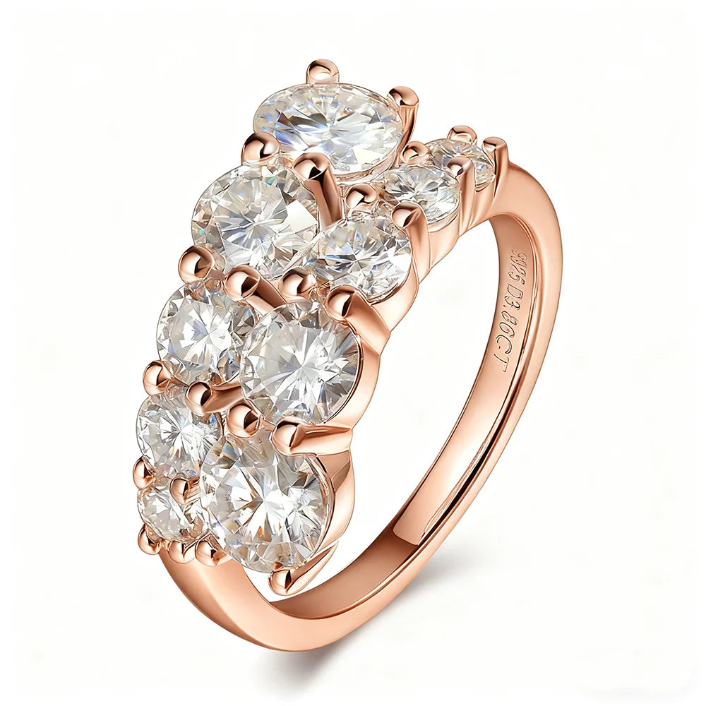Full Moissanite Diamond Wedding Ring 18K White Gold Plated 925 Silver Band