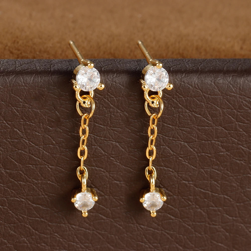 Vintage Crystal Zirconia Stainless Steel Earrings Star Pendant
