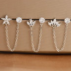 Stainless Steel Zircon Crown Stud Earrings Women 18K Gold Double Studs
