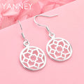 925 Sterling Silver Floral Openwork Pendant Earrings Women Wedding Jewellery