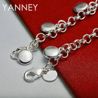 925 Sterling Silver 8-inch Delicate Round Bracelet Women Wedding Jewellery Gift