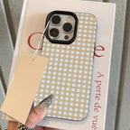 Simple Striped Grid Lychee Case for iPhone 17 16 15 14 13 Pro Max