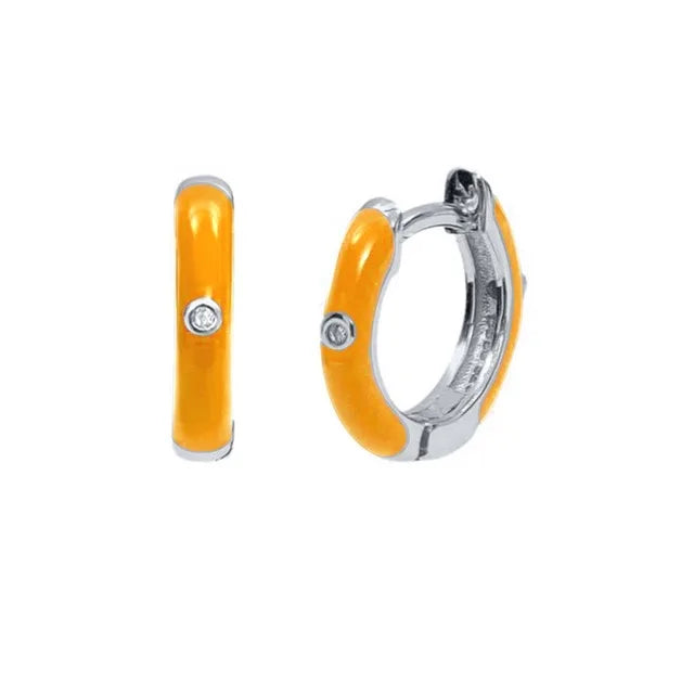 New Stainless Steel Round Hoop Earrings Colourful Crystal Zirconia