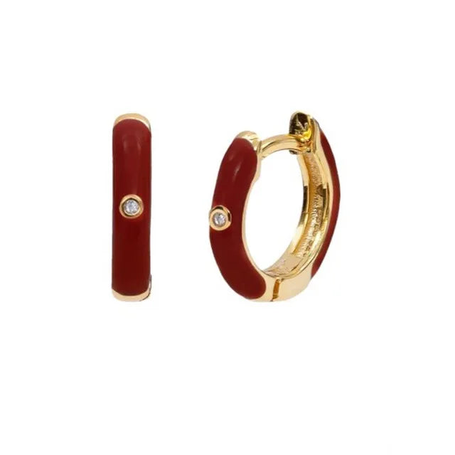 New Stainless Steel Round Hoop Earrings Colourful Crystal Zirconia