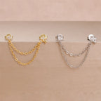 1Piece Stainless Steel Chain Tassel Star Earrings Double Piercing