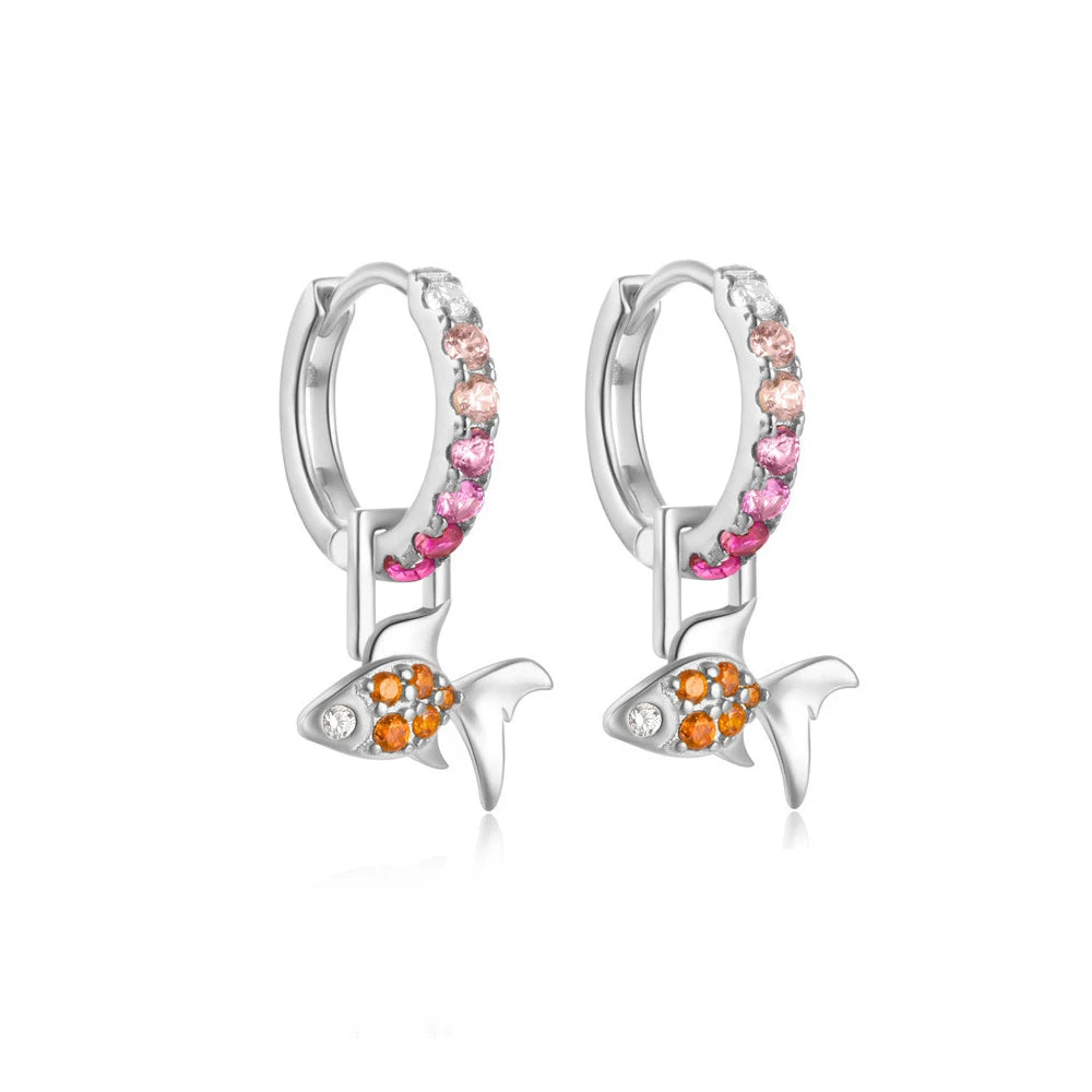 Cubic Zirconia Water Drop Hoop Earring Stainless Steel Geometry