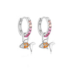 Cubic Zirconia Water Drop Hoop Earring Stainless Steel Geometry