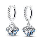 925 Sterling Silver Blue Devil Fish Hoop Earrings Anniversary Jewellery Gift