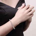 925 Sterling Silver Classic Circle Chain Bracelet Men Women Wedding Gift