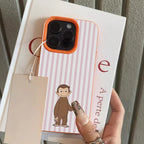 Striped Biscuit Monkey Lychee Case for iPhone 17 16 15 14 Pro Max