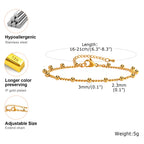 Gold Plated Link Bracelet for Women, Stainless Steel Stackable Chain Wristband, Adjustable Waterproof Jewelry