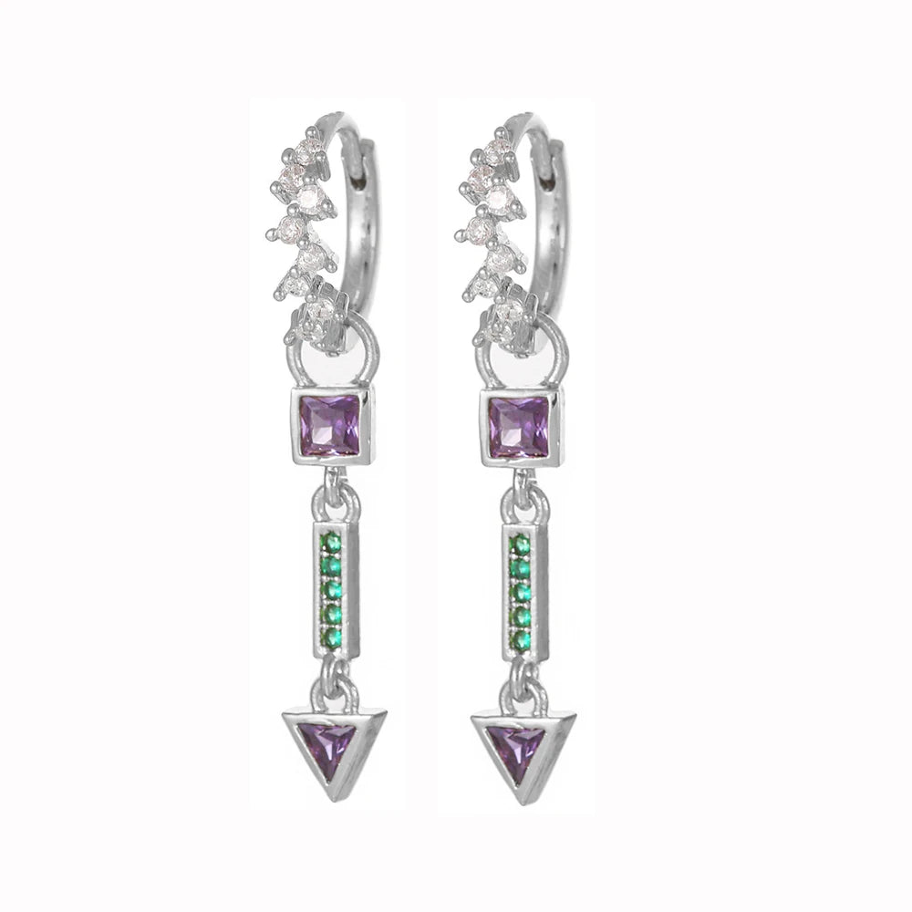 Cubic Zirconia Water Drop Hoop Earring Stainless Steel Geometry