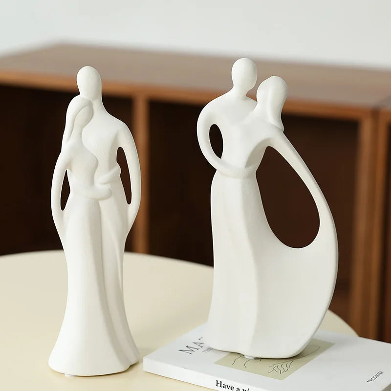 Nordic Ceramic Couple Sculpture Modern Pop Art Living Room Wedding Gift