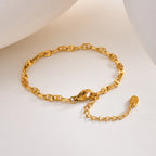 Stainless Steel Women Link Chain Bracelet, 18k Gold Plated Statement Female Jewelry