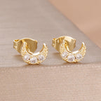 2PCS Fashion Geometry Zirconia Twinkle Star Stud Earrings Shinny