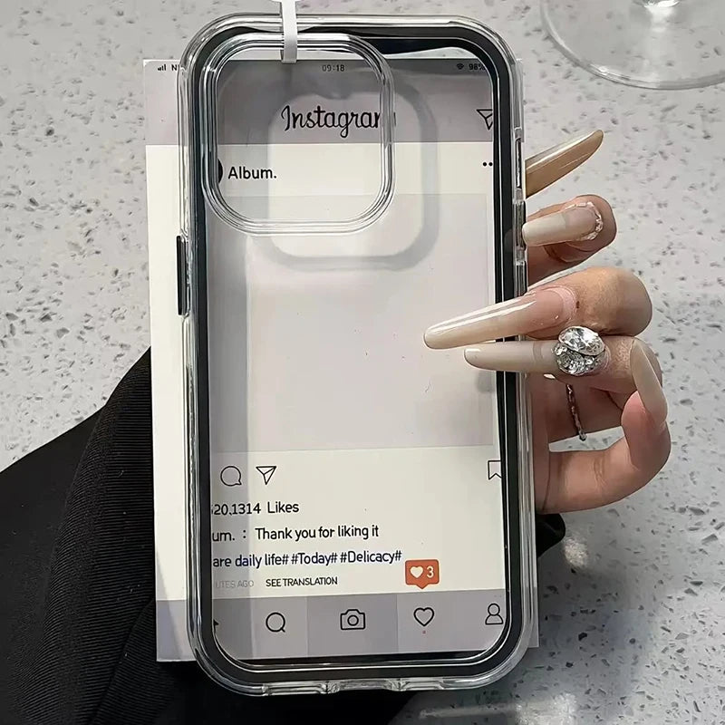 Luxury Clear Colour Frame Case for iPhone 17 16 15 14 13 12 Pro