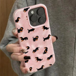 Dachshunds Pattern Case for iPhone 17 16 15 14 13 12 11 Pro Max Plus Texture