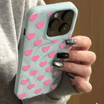 Pink Heart Texture Case for iPhone 17 16 15 14 13 12 11 Pro Max Plus Colour