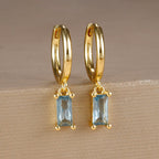 Exquisite Green Zircon Flower Hoop Earrings 18K Gold Plated Steel
