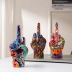 Black Gold Middle Finger Hand Gesture Figurine Pop Modern Art Decoration Accessories
