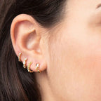 Fashion Multicolor CZ Zircon Small Hoop Earrings Geometry Circle
