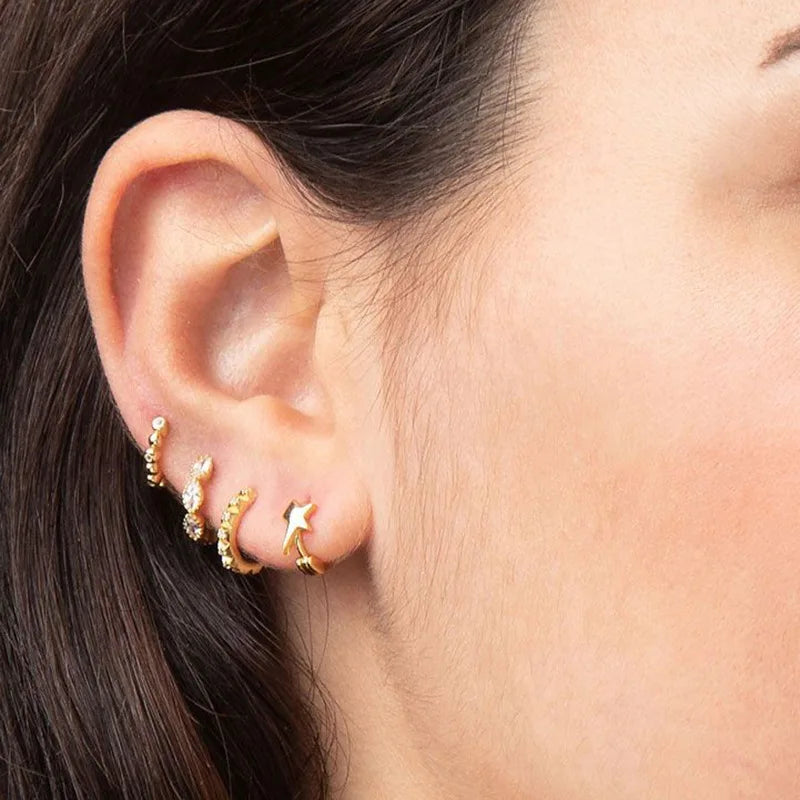 Fashion Multicolor CZ Zircon Small Hoop Earrings Geometry Circle