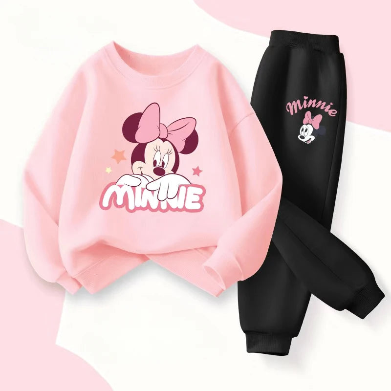 Disney Minnie Mouse Girls Spring Autumn Pullover and Trousers 2-Piece Set