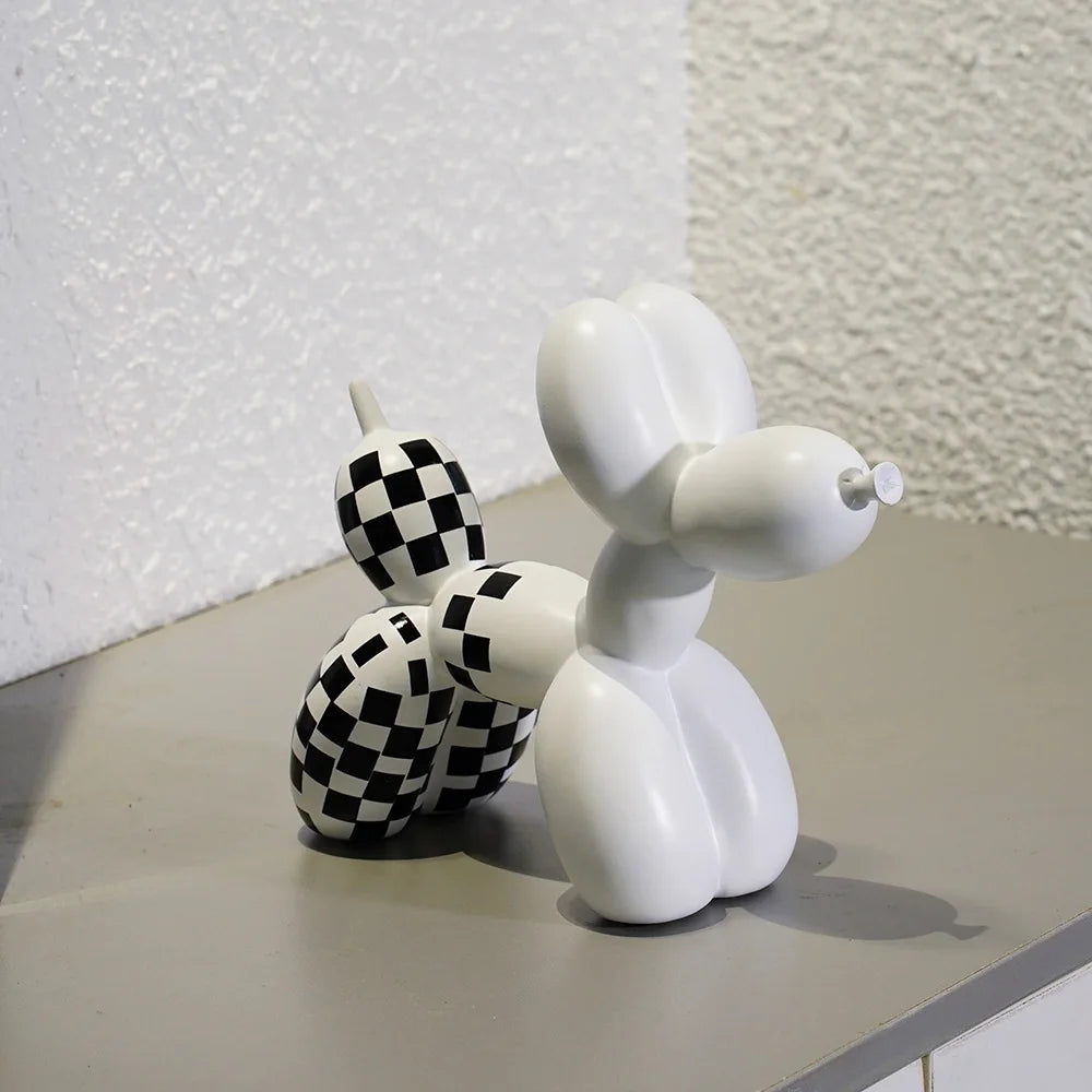 Plaid Balloon Dog Ornament Light Luxury Tabletop Shelf Living Room Home Office Decor