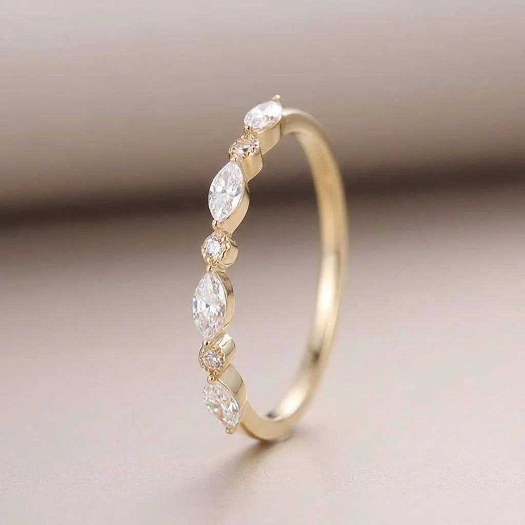 925 Sterling Silver Classic Zircon Marquise Stackable Ring Engagement Wedding Luxury Fashion