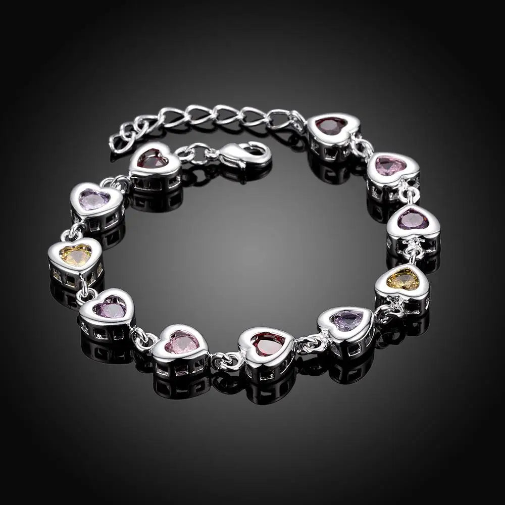 Elegant Crystal Charm Bracelet 925 Sterling Silver Cute Trendy Women Gift
