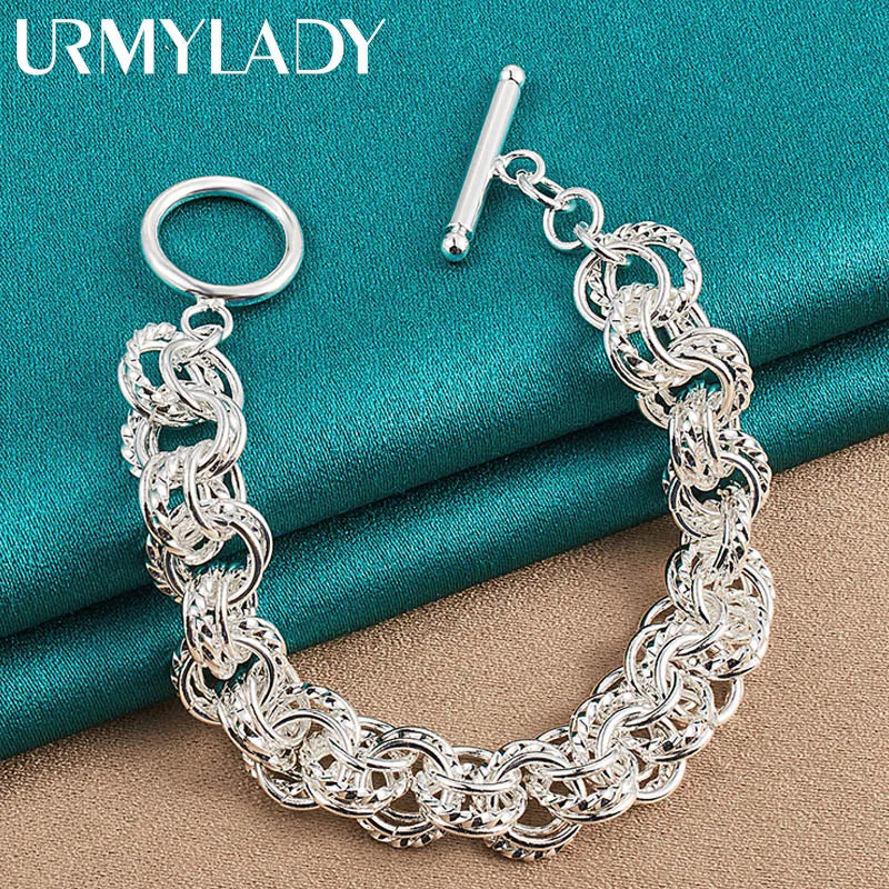 Pretty Circle Fashion Bracelet 925 Sterling Silver Wedding Party Jewellery
