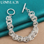 Pretty Circle Fashion Bracelet 925 Sterling Silver Wedding Party Jewellery