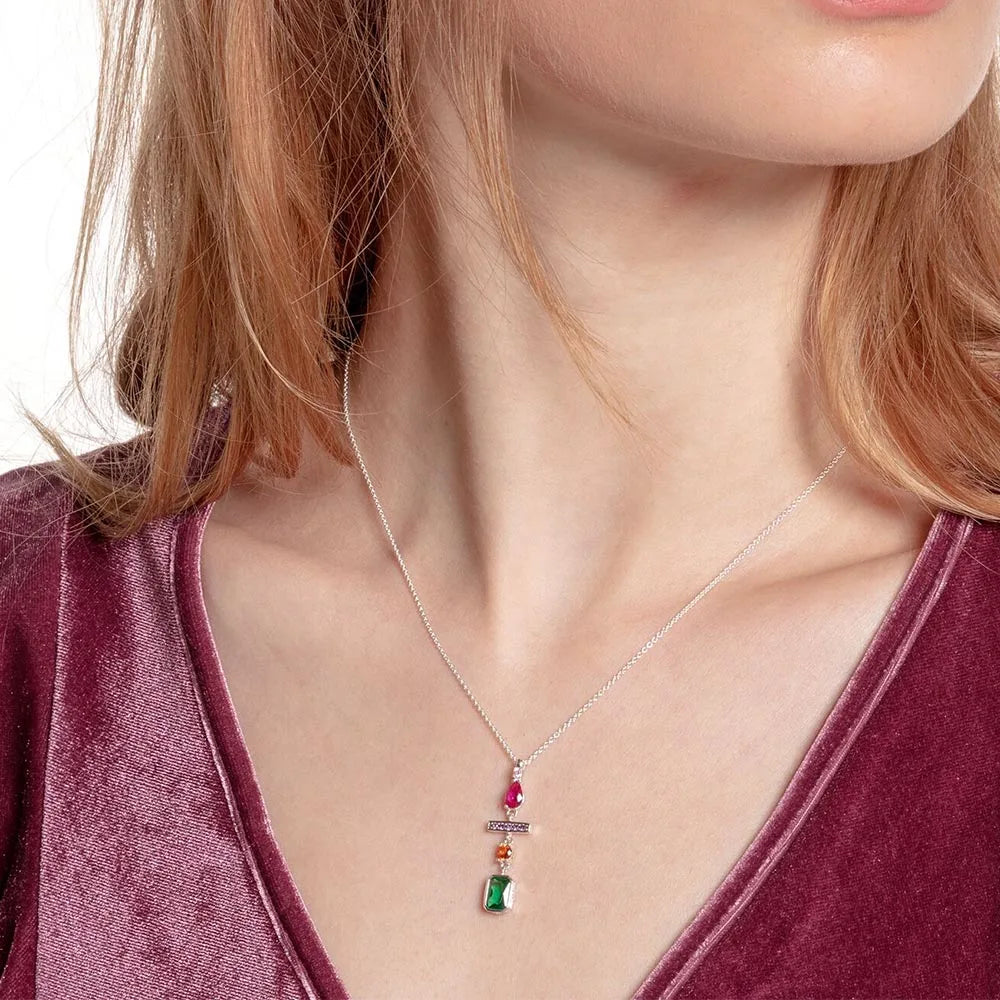 Geometrical Shapes Mix Necklace 925 Sterling Silver Classic Jewellery Gift