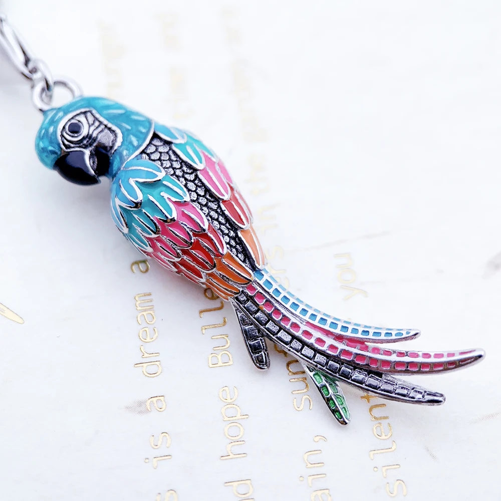 Parrot Charm Necklace Link Chain 925 Sterling Silver Fashion Jewellery Gift
