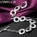 Square Chain Bracelet 925 Sterling Silver Classic Women Wedding Party Gift