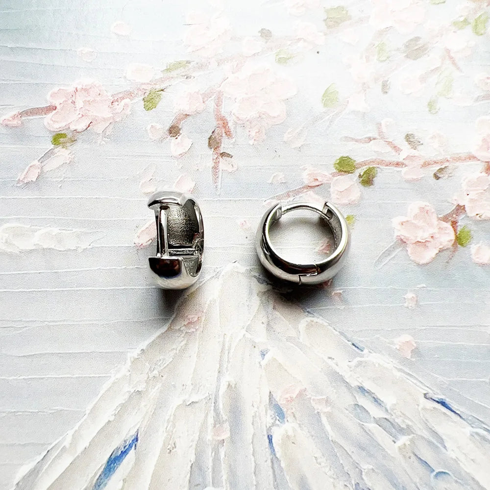 Elegant Chunky Hoop Earrings 925 Sterling Silver Vintage Women Men