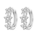 925 Sterling Silver Vine Love Black Zirconia Hoop Earrings Trendy Jewellery