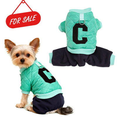 Dog Baseball Jacket Winter Warm Coat Puppy Windproof Thick Fleece Lining